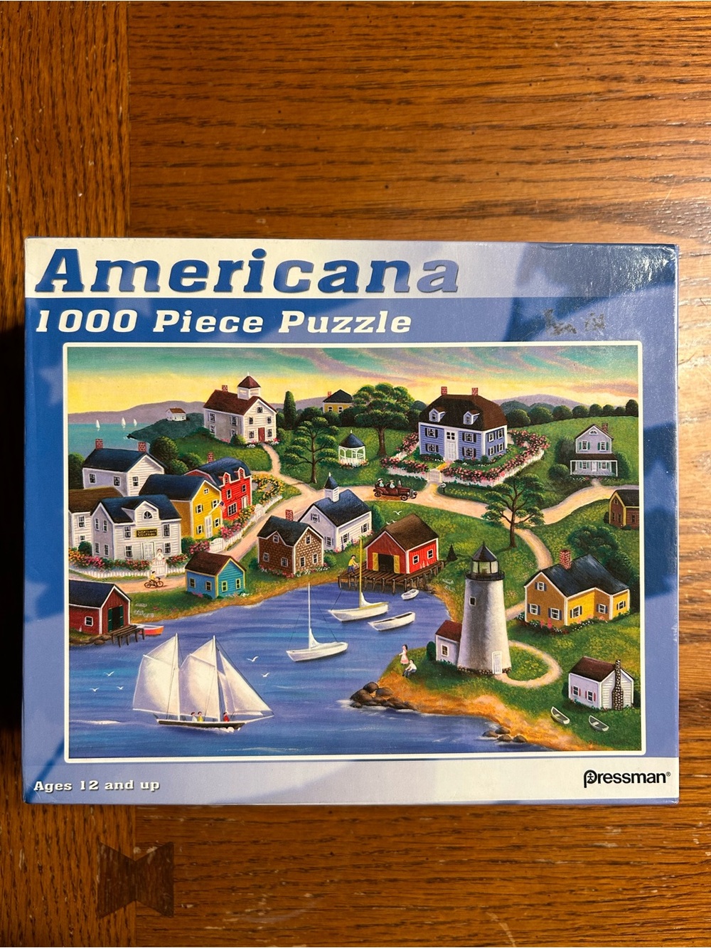Americana 1000-Piece Jigsaw Puzzle - Nautical Harbor Scene - Blue